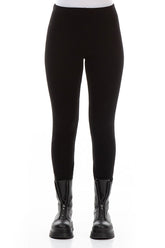 Black Warm Cotton Jersey Trouser Leggings 1