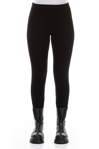 Black Warm Cotton Jersey Trouser Leggings 1
