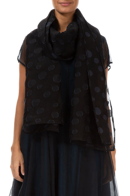 Black Bubbles Silk Scarf 1