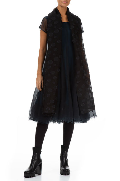 Black Bubbles Silk Scarf 4