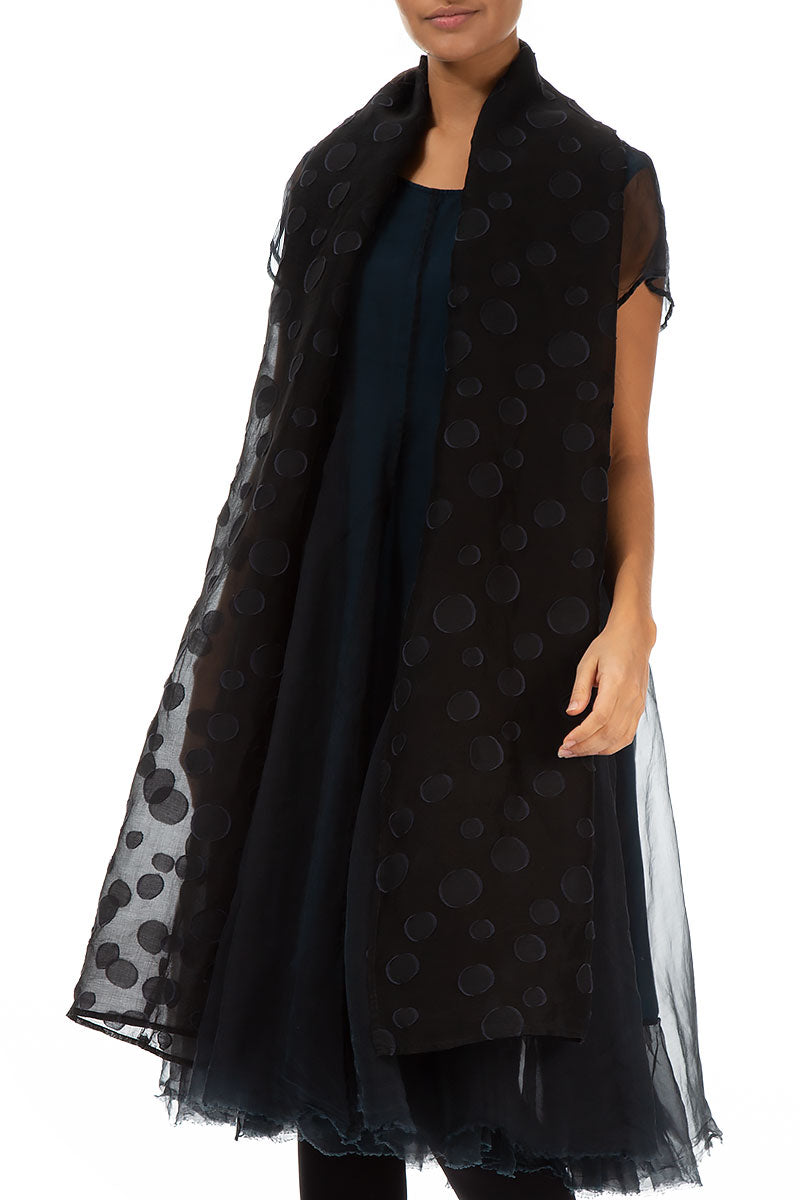 Black Bubbles Silk Scarf 3