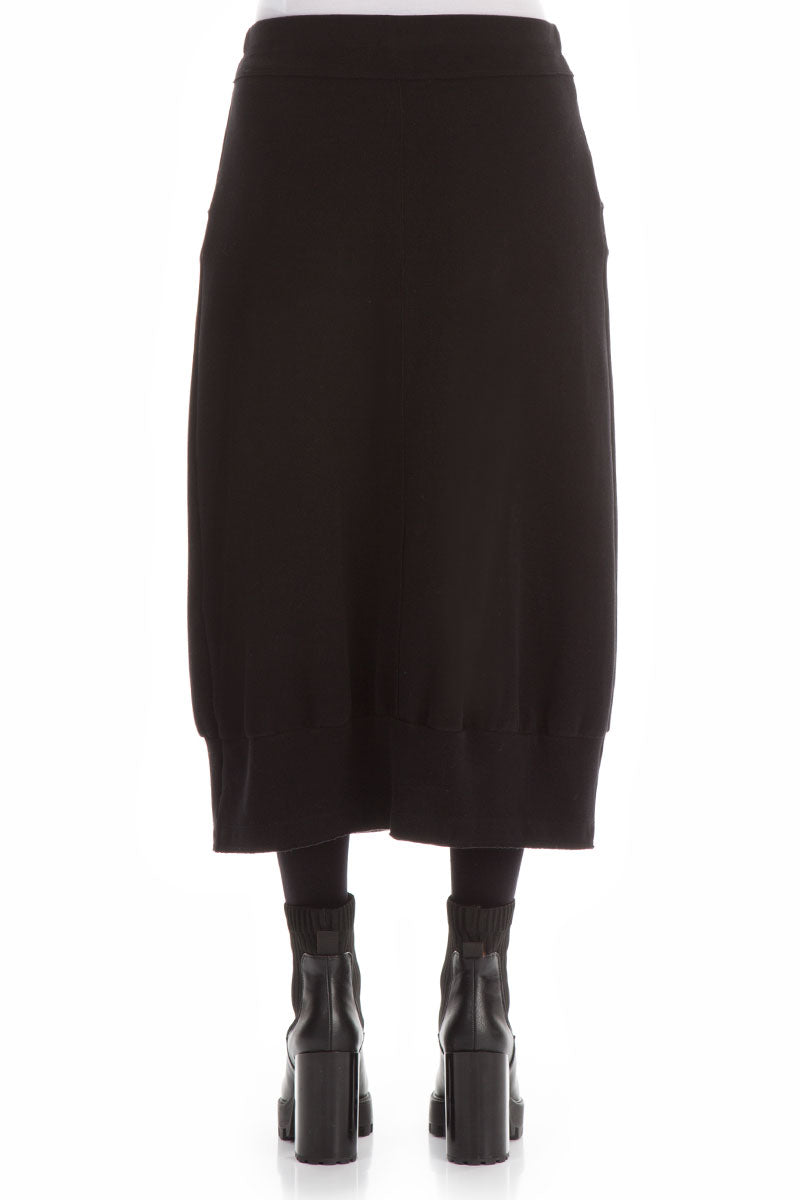 Black Cotton Midi Skirt 2