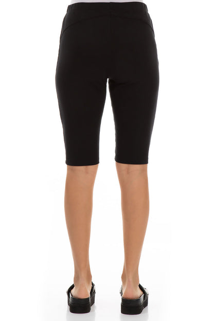 Black Cotton Stretch Shorts 2