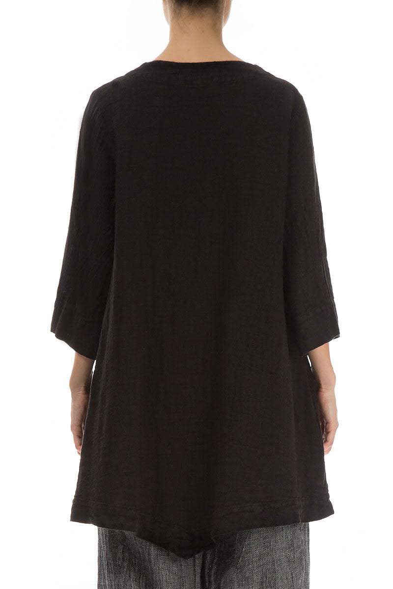Black Mélange Linen Tunic 2