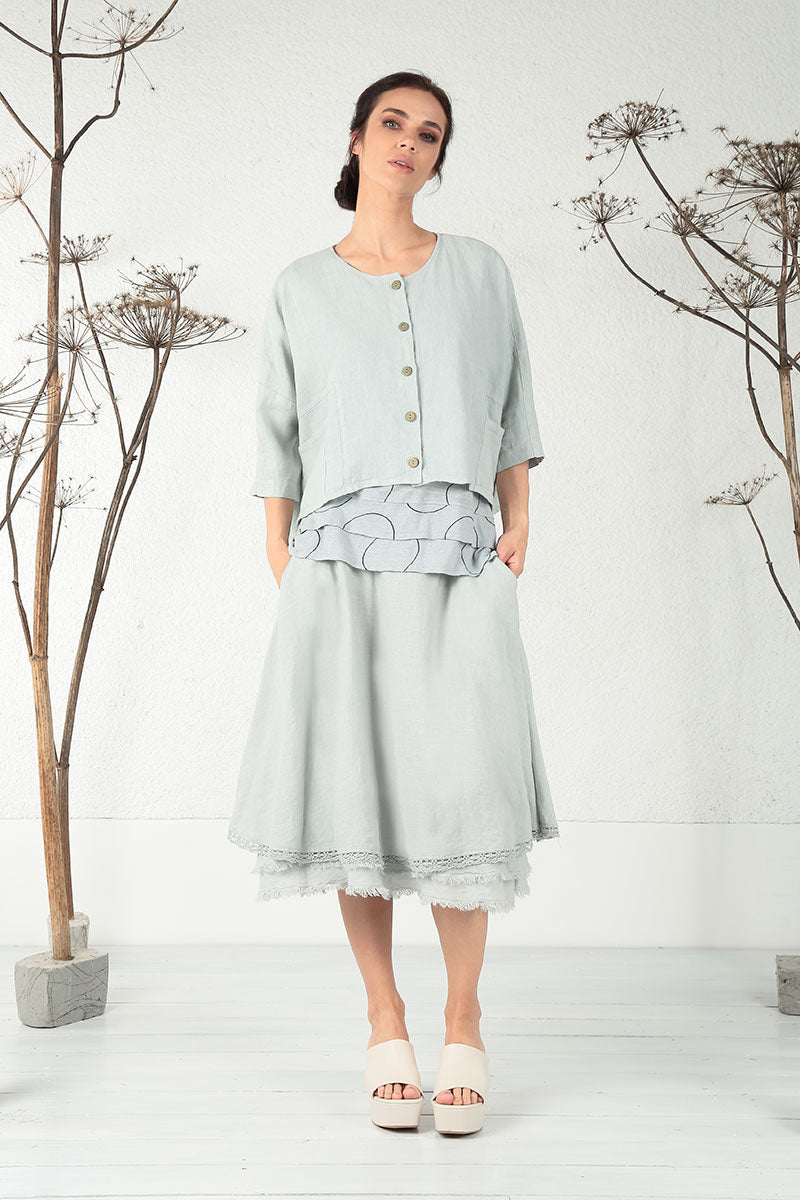 Boxy Light Grey Linen Jacket 6