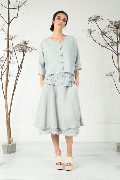 Boxy Light Grey Linen Jacket 6