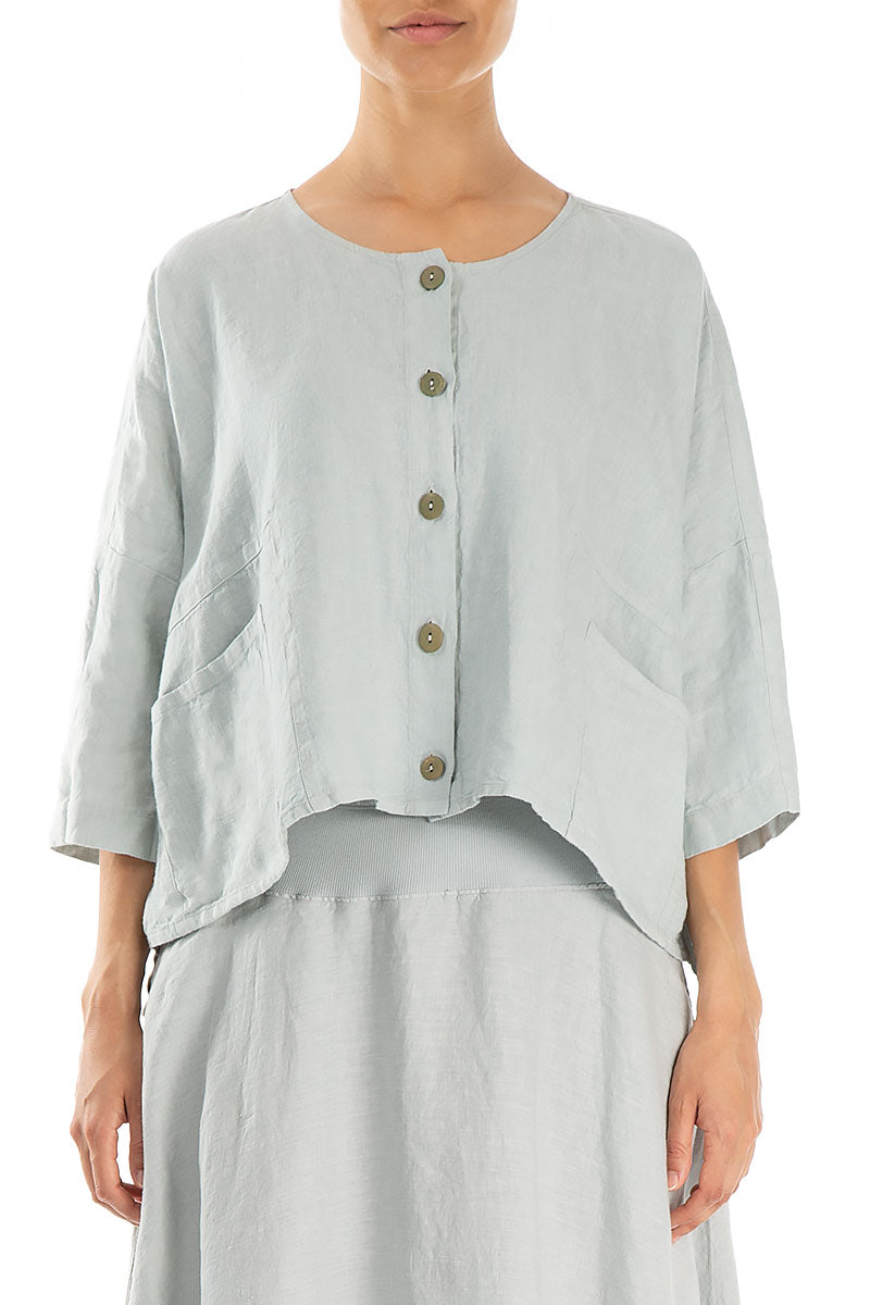 Boxy Light Grey Linen Jacket 1