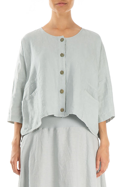 Boxy Light Grey Linen Jacket 1