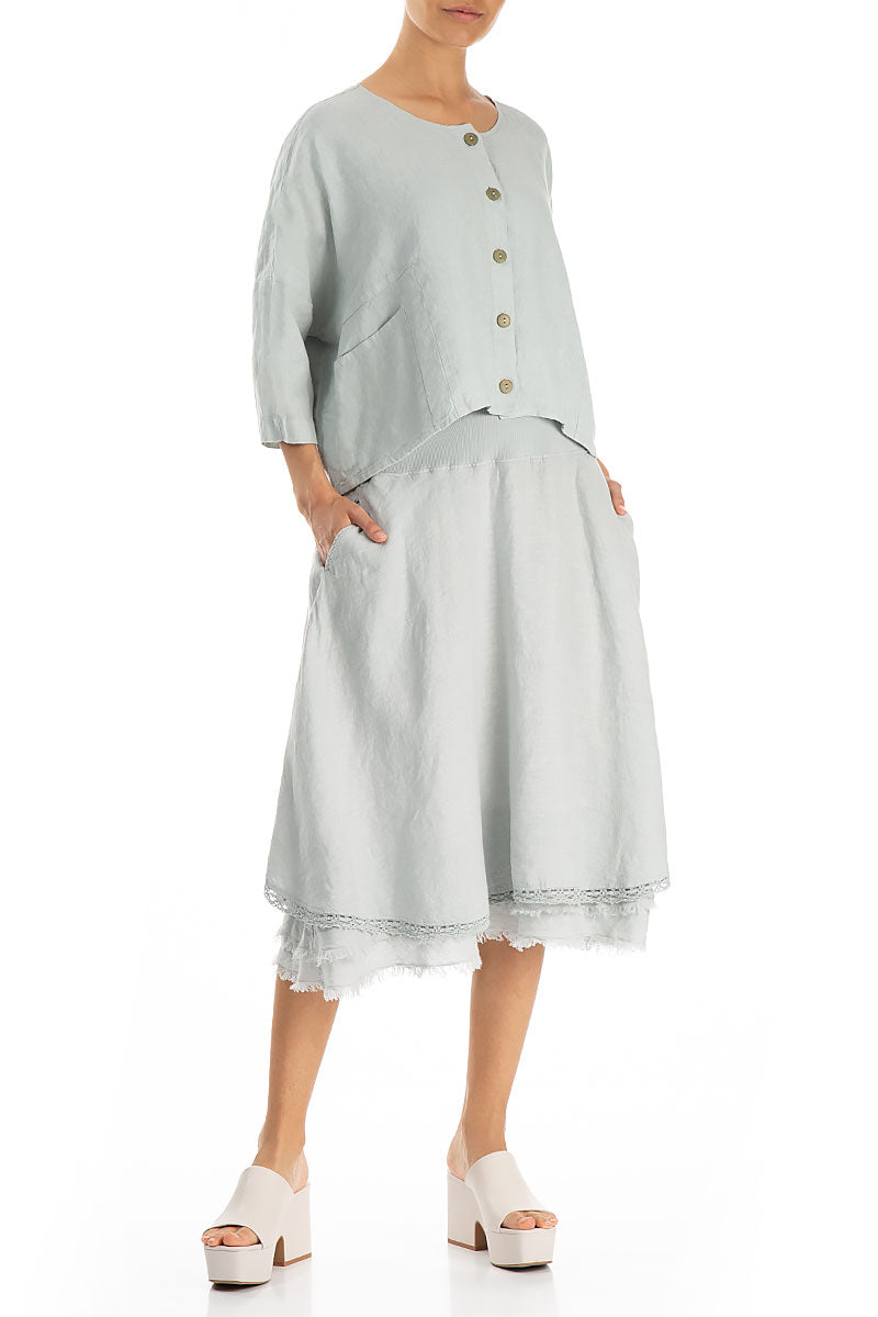 Boxy Light Grey Linen Jacket 4