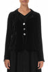 Buttoned Black Silk Velvet Jacket 1