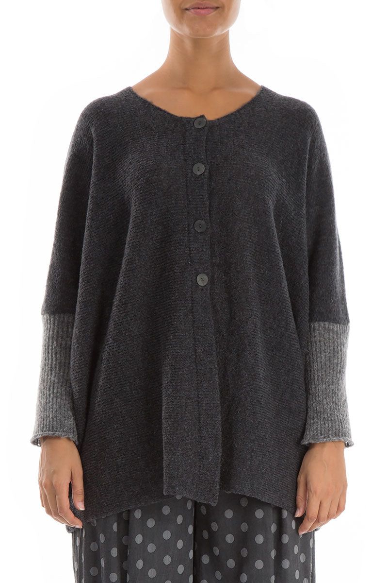 Loose Two Tone Grey Wool Cardigan 1