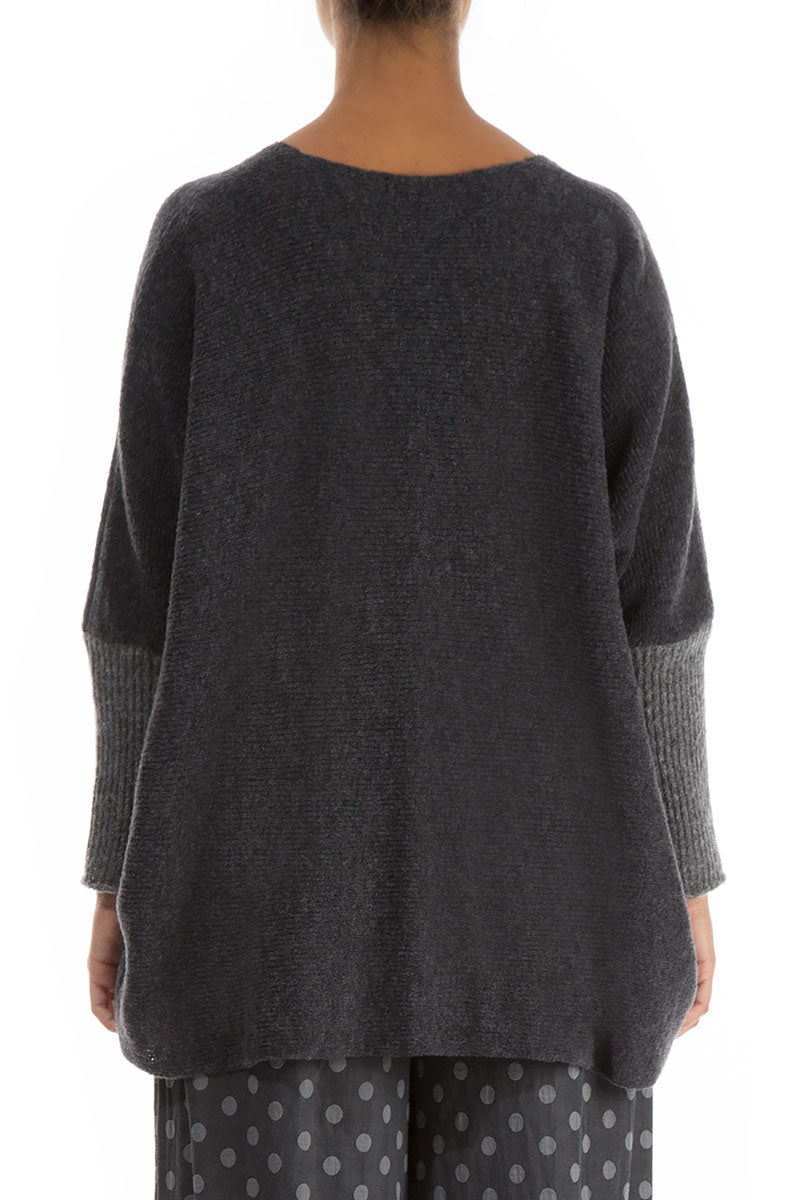 Loose Two Tone Grey Wool Cardigan 2