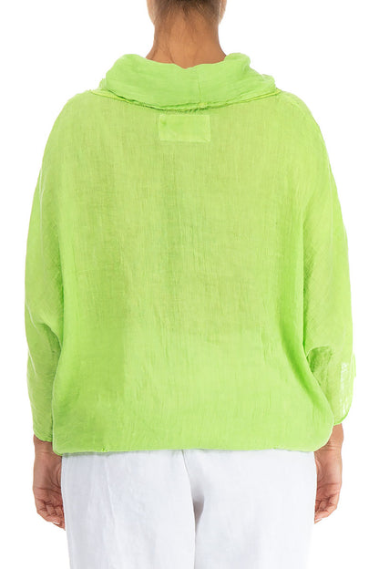 Cowl Neck Lime Linen Blouse 2