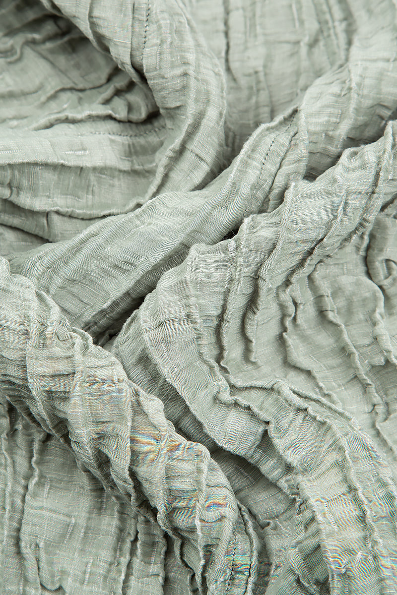 Crinkled Pistachio Silk Linen Midi Dress 6