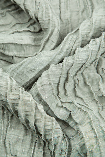 Crinkled Pistachio Silk Linen Midi Dress 6