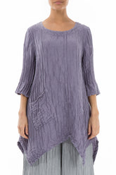 Crinkled Violet Silk Linen Tunic 1