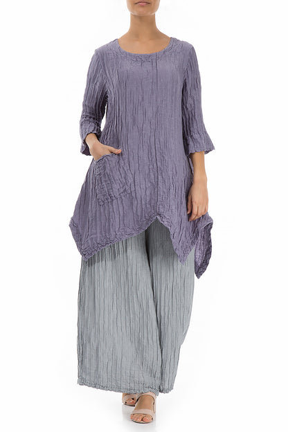 Crinkled Violet Silk Linen Tunic 5