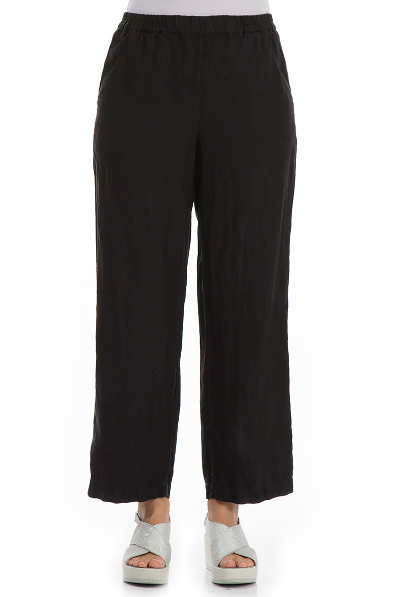 Minimalist Black Linen Trousers 1