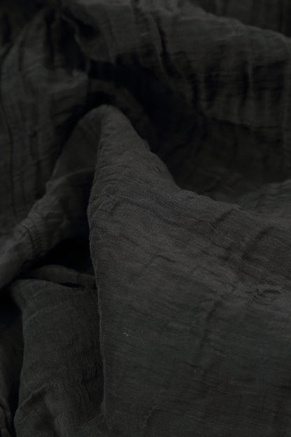 Detailed Balloon Black Silk Dress 5