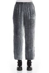 Devoré Stripes Silver Silk Velvet Trousers 1