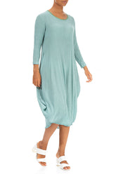Draped Crinkled Mint Green Silk Viscose Dress 3