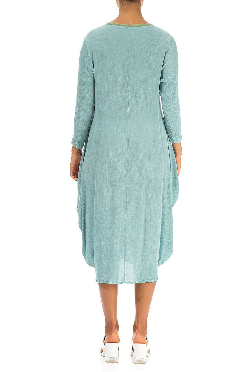 Draped Crinkled Mint Green Silk Viscose Dress 2