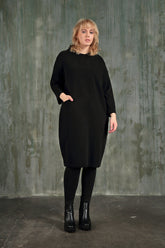High Neck Black Jersey Cotton Dress 6