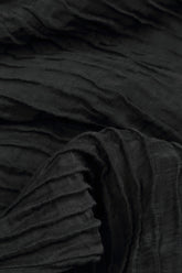 Dropped Edge Crinkled Black Silk Jacket 5