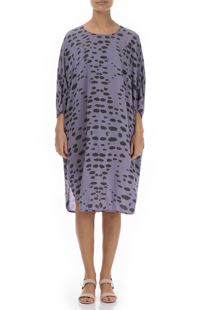 Drops Print Violet Silk Bamboo Tulip Dress Tunic 1