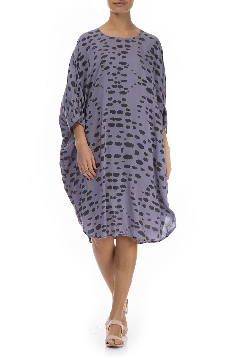 Drops Print Violet Silk Bamboo Tulip Dress Tunic 4