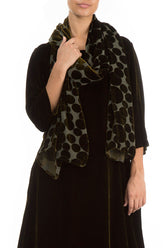 Devoré Bubbles Khaki Silk Velvet Scarf 1