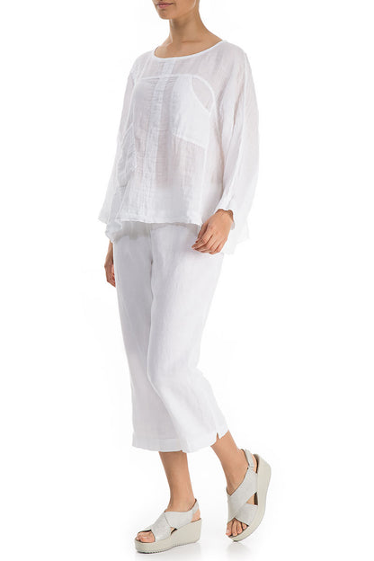 Boxy Pure White Gauze Linen Blouse 4