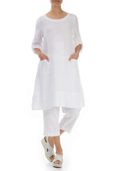Adjustable Sleeves White Linen Tunic 4