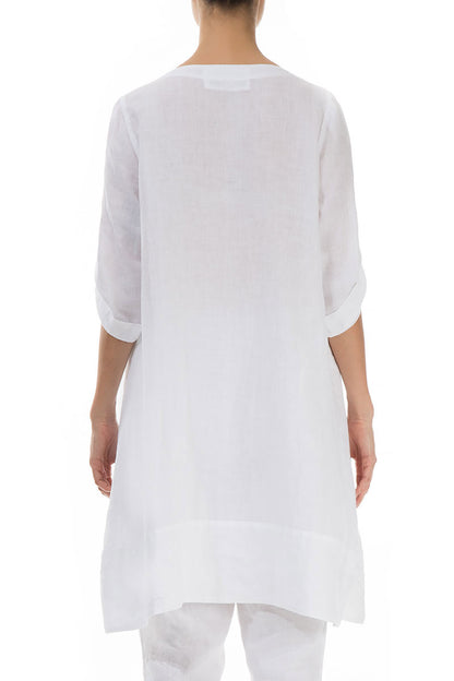 Adjustable Sleeves White Linen Tunic 2