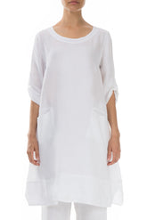 Adjustable Sleeves White Linen Tunic 1