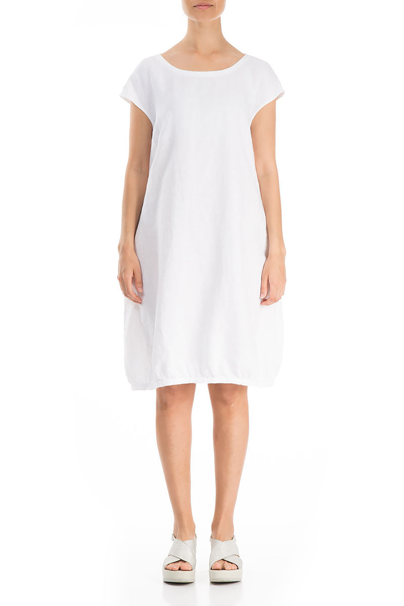 Midi Balloon White Linen Dress 1