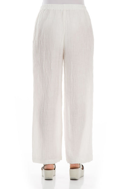 Straight Crinkled Off White Trousers 2