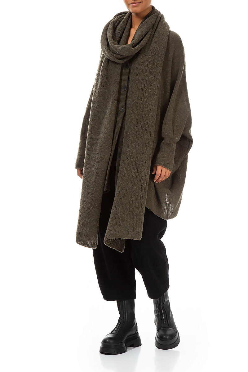 Extra Long Khaki Wool Scarf 3