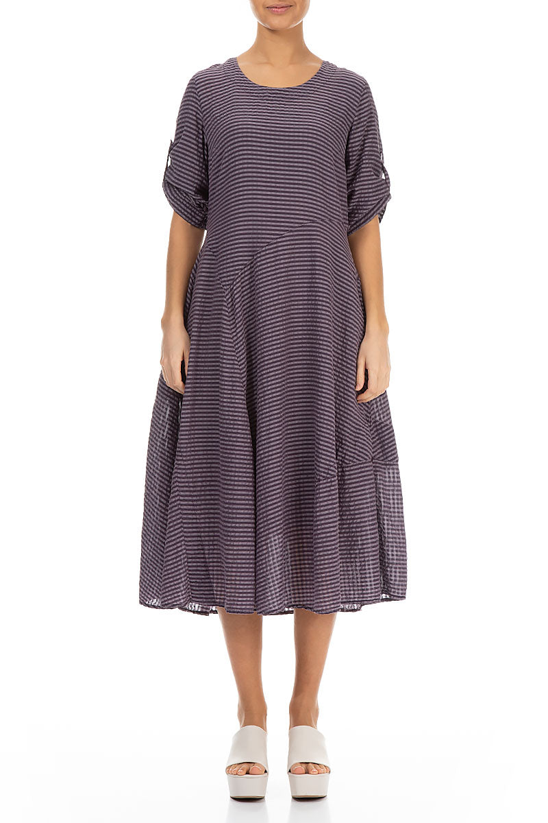 Flared Amethyst Textured Silk Dress 1