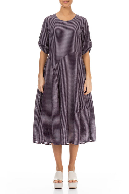 Flared Amethyst Textured Silk Dress 1