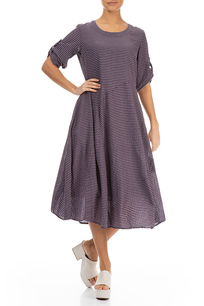 Flared Amethyst Textured Silk Dress 4
