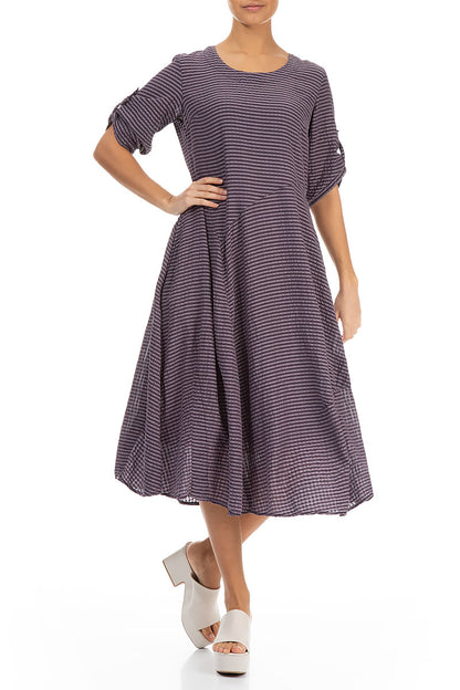 Flared Amethyst Textured Silk Dress 4
