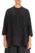 Flared Crinkled Black Silk Shirt 1