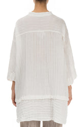 Flared Crinkled Off White Silk Shirt 2
