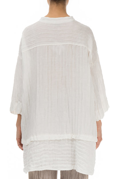 Flared Crinkled Off White Silk Shirt 2