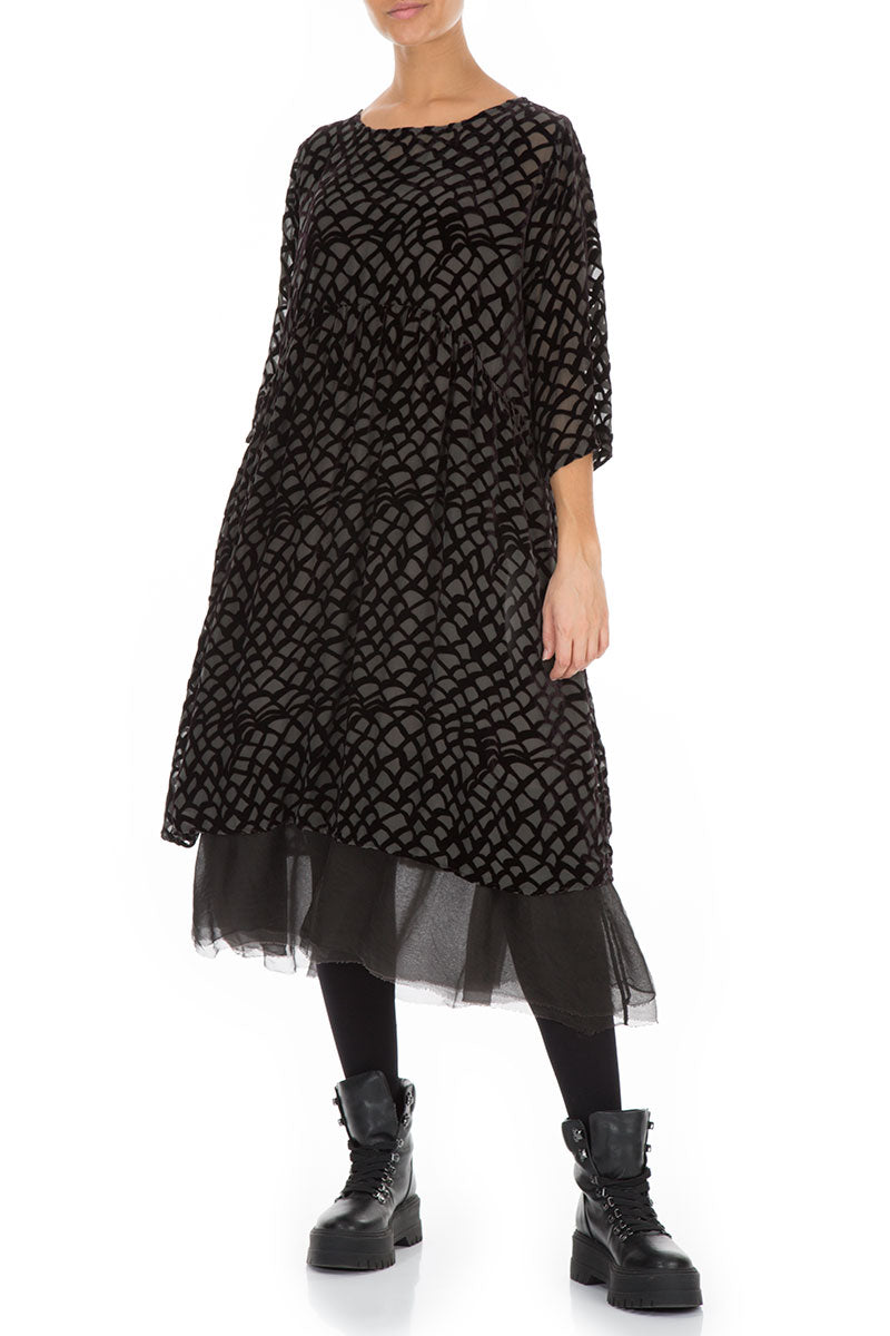Flared Devoré Ash Silk Velvet Dress 4