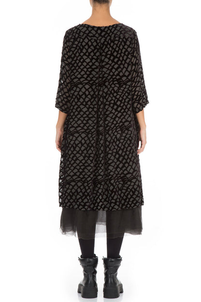 Flared Devoré Ash Silk Velvet Dress 2