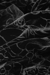 Flared Devoré Roses Black Silk Velvet Dress 5