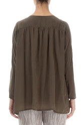 Flared Khaki Silk Blouse 2