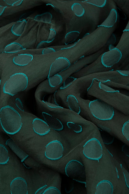 Flared Pine Green Bubbles Silk Tunic 5